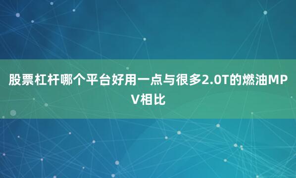 股票杠杆哪个平台好用一点与很多2.0T的燃油MPV相比