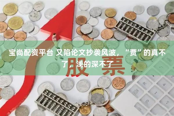 宝尚配资平台 又陷论文抄袭风波，“贾”的真不了，浅的深不了