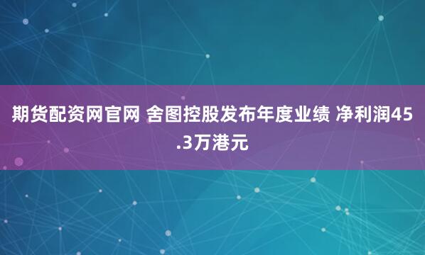 期货配资网官网 舍图控股发布年度业绩 净利润45.3万港元